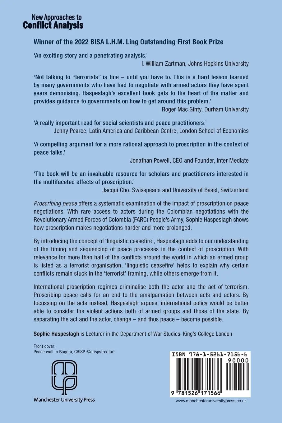 Rückseite: 9781526171566 | Proscribing peace | Sophie Haspeslagh | Taschenbuch | Englisch | 2023