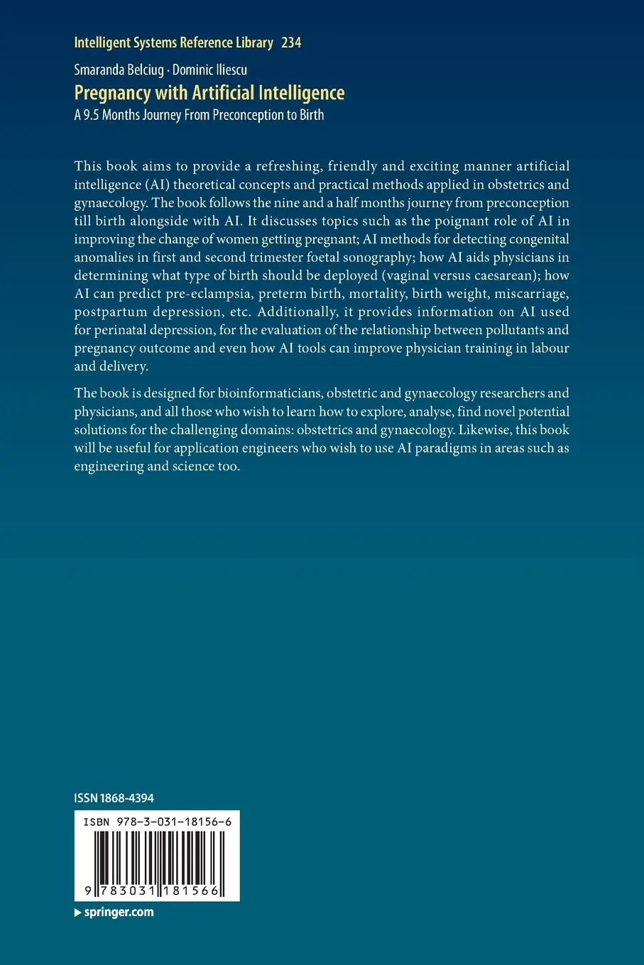 Rückseite: 9783031181566 | Pregnancy with Artificial Intelligence | Smaranda Belciug (u. a.)