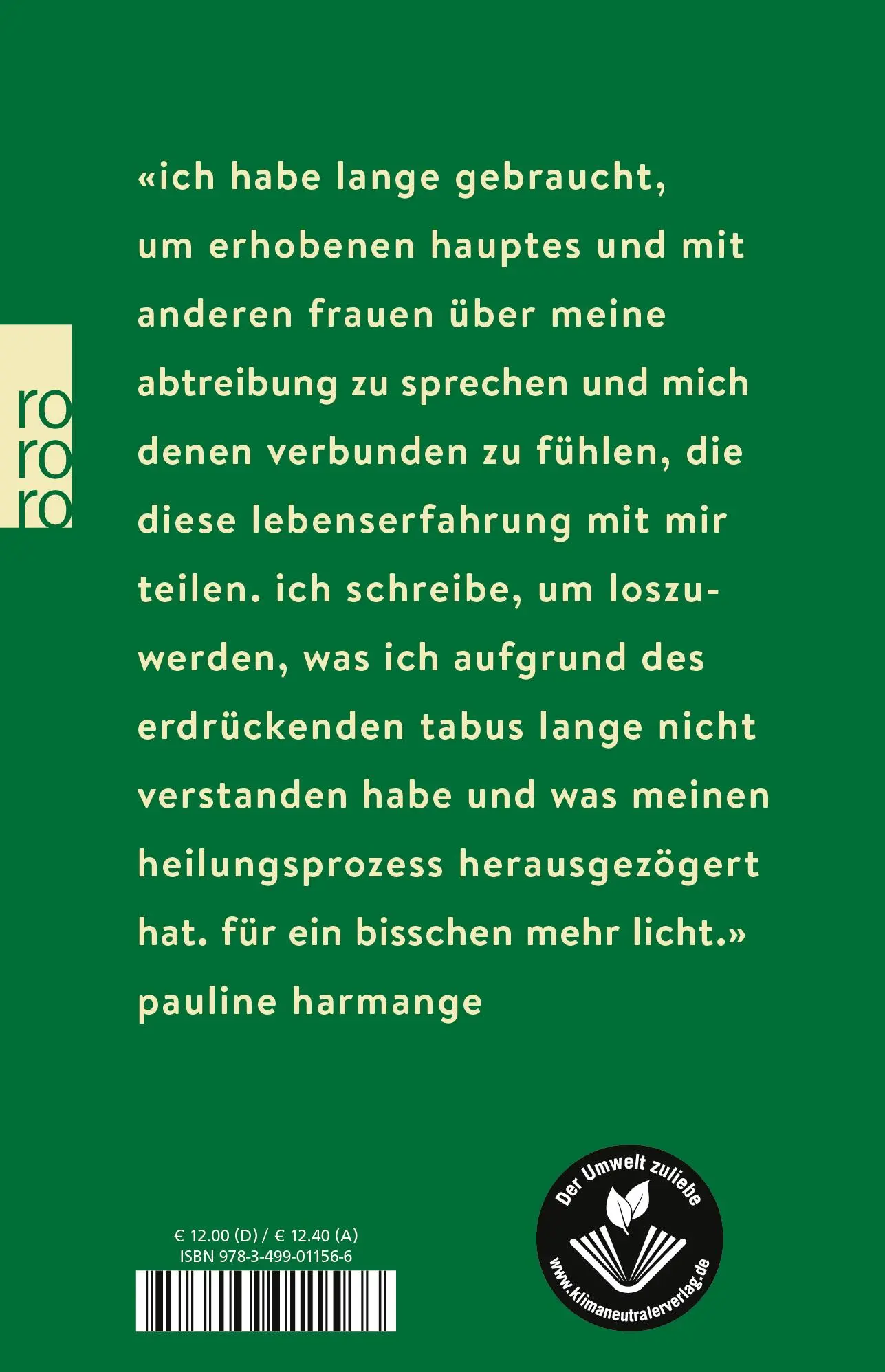 Rückseite: 9783499011566 | Ich muss darüber sprechen | Pauline Harmange | Buch | 128 S. | Deutsch