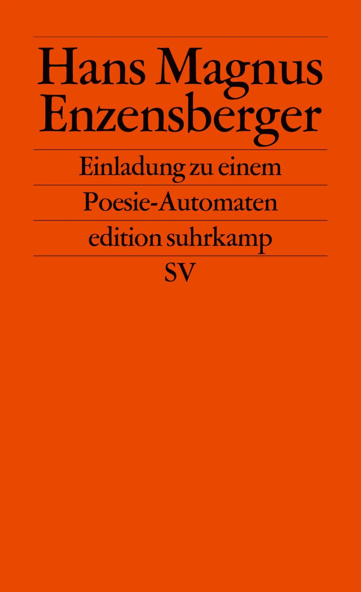 Cover: 9783518121566 | Einladung zu einem Poesie-Automaten | Hans Magnus Enzensberger | Buch