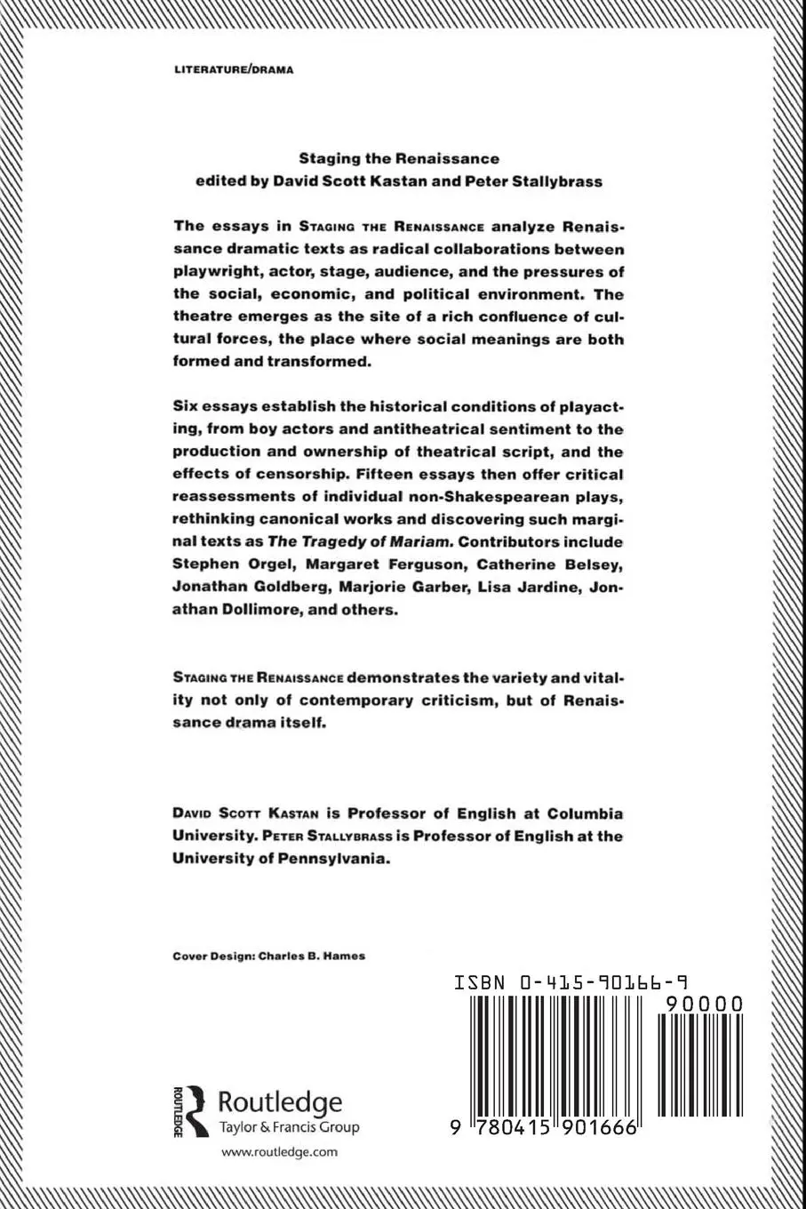 Rückseite: 9780415901666 | Staging the Renaissance | David Scott Kastan (u. a.) | Taschenbuch