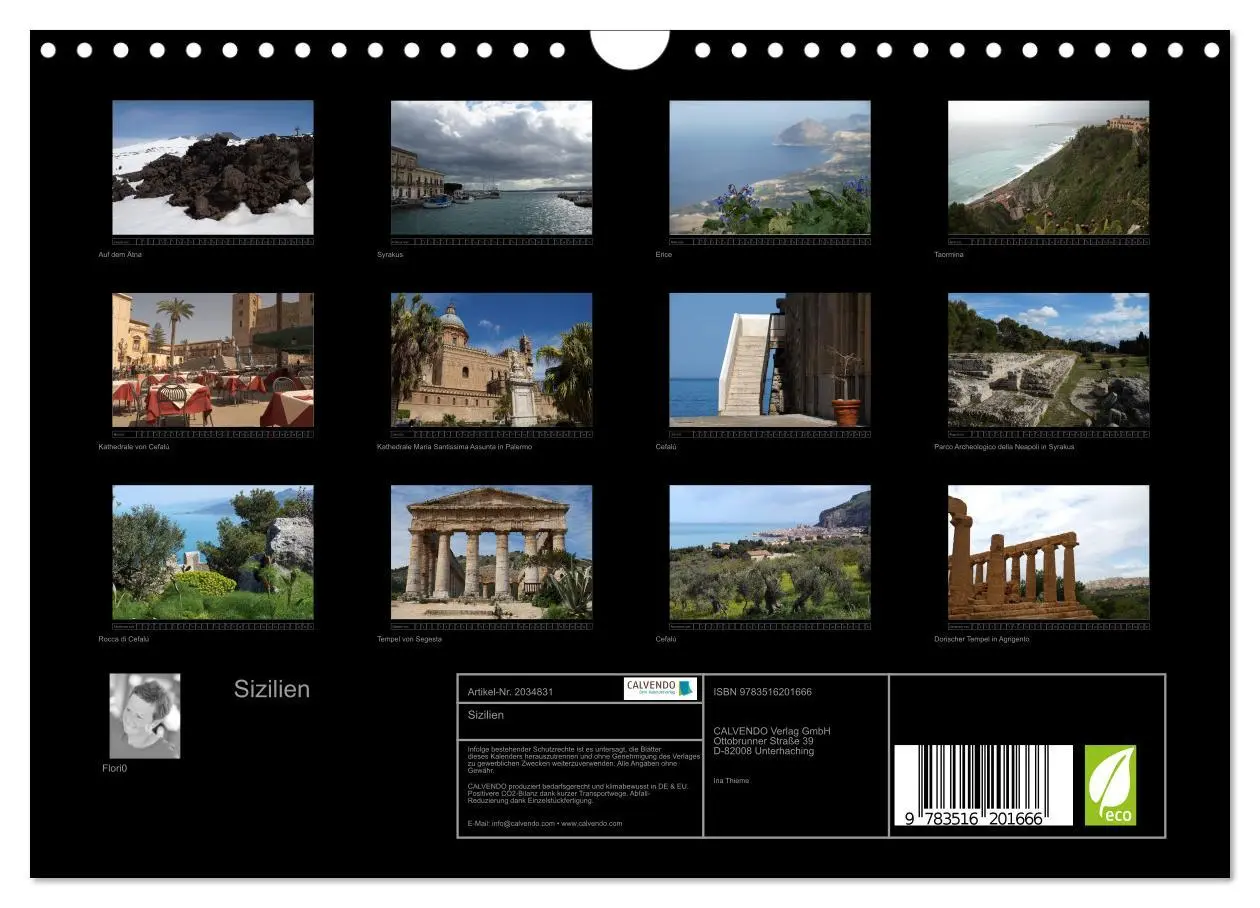 Bild: 9783516201666 | Sizilien (Wandkalender 2026 DIN A4 quer), CALVENDO Monatskalender