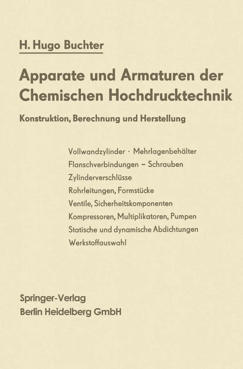 Cover: 9783662111666 | Apparate und Armaturen der Chemischen Hochdrucktechnik | Buchter
