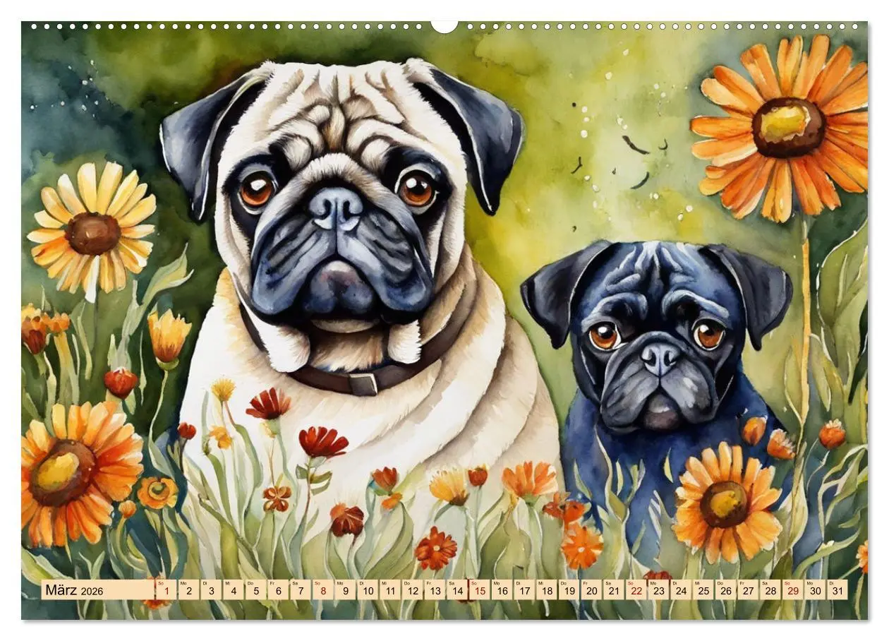 Bild: 9783457411766 | Knuffige Möpse (hochwertiger Premium Wandkalender 2026 DIN A2...