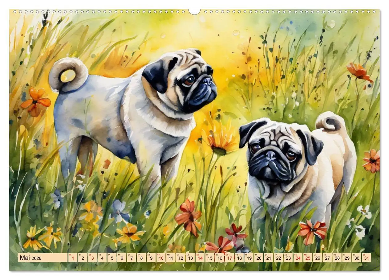 Bild: 9783457411766 | Knuffige Möpse (hochwertiger Premium Wandkalender 2026 DIN A2...