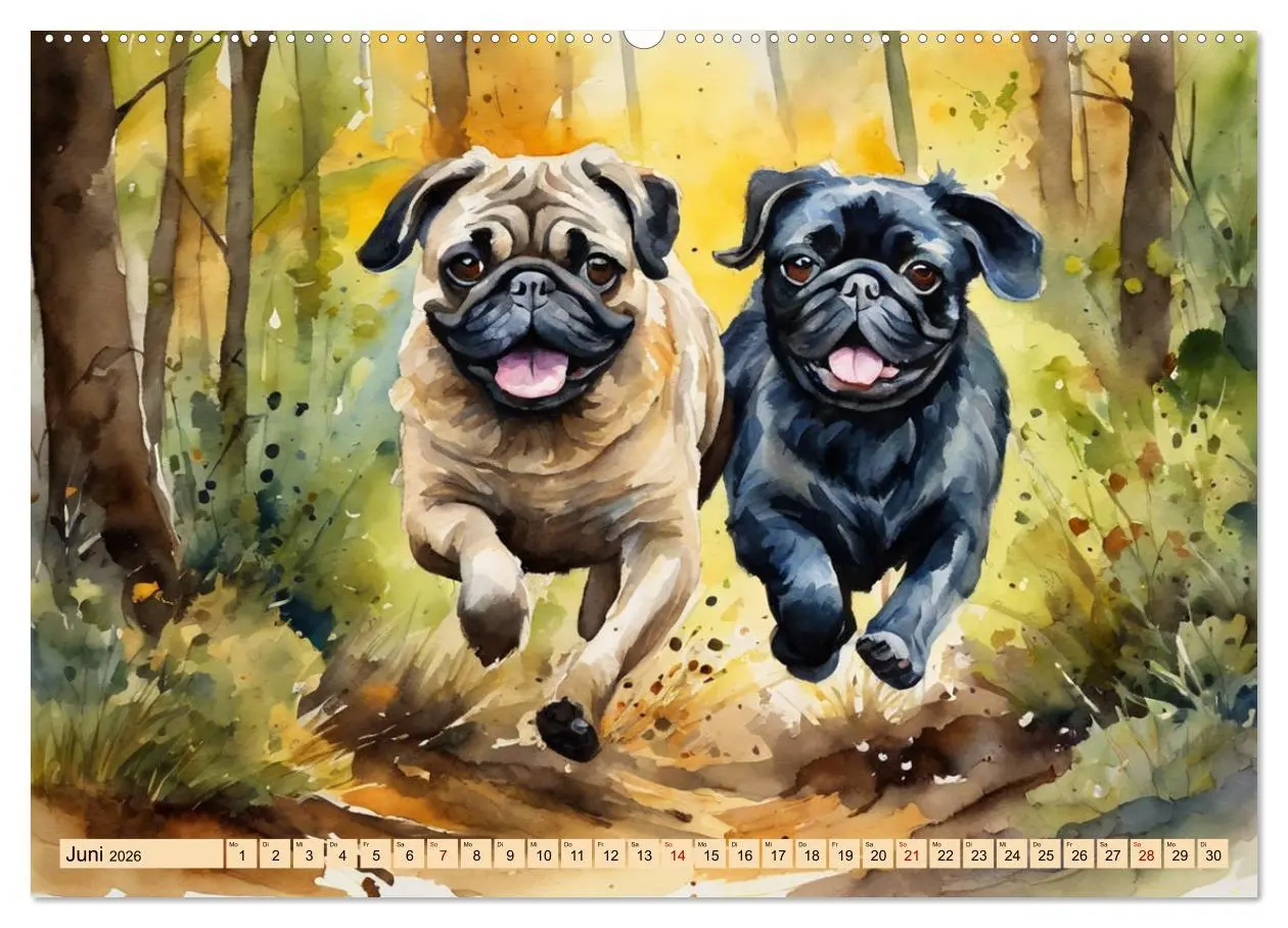 Bild: 9783457411766 | Knuffige Möpse (hochwertiger Premium Wandkalender 2026 DIN A2...