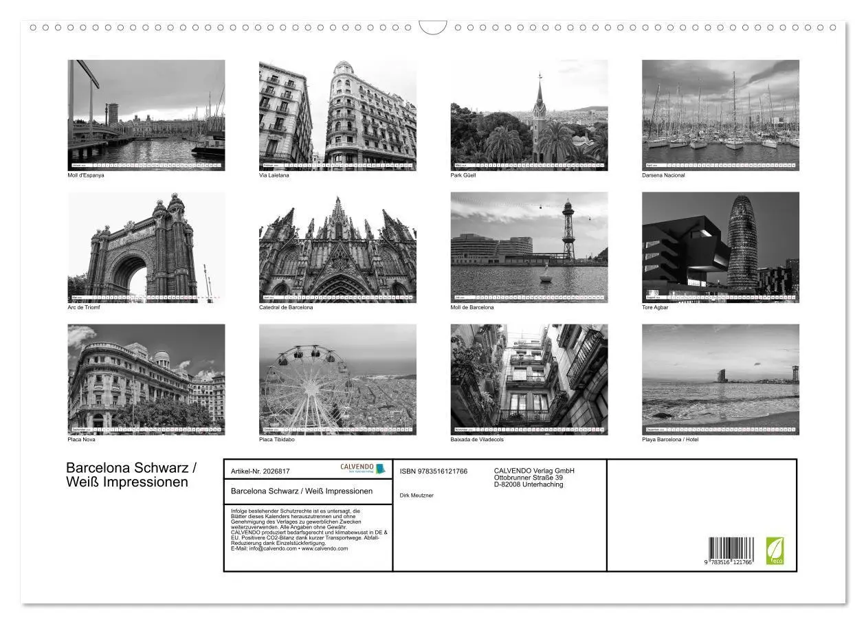 Bild: 9783516121766 | Barcelona Schwarz / Weiß Impressionen (Wandkalender 2026 DIN A2...