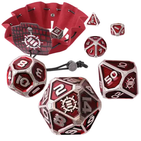 Cover: 637836621866 | ENHANCE Tabletop Collectors Edition 7pc Metal RPG Dice Set Red