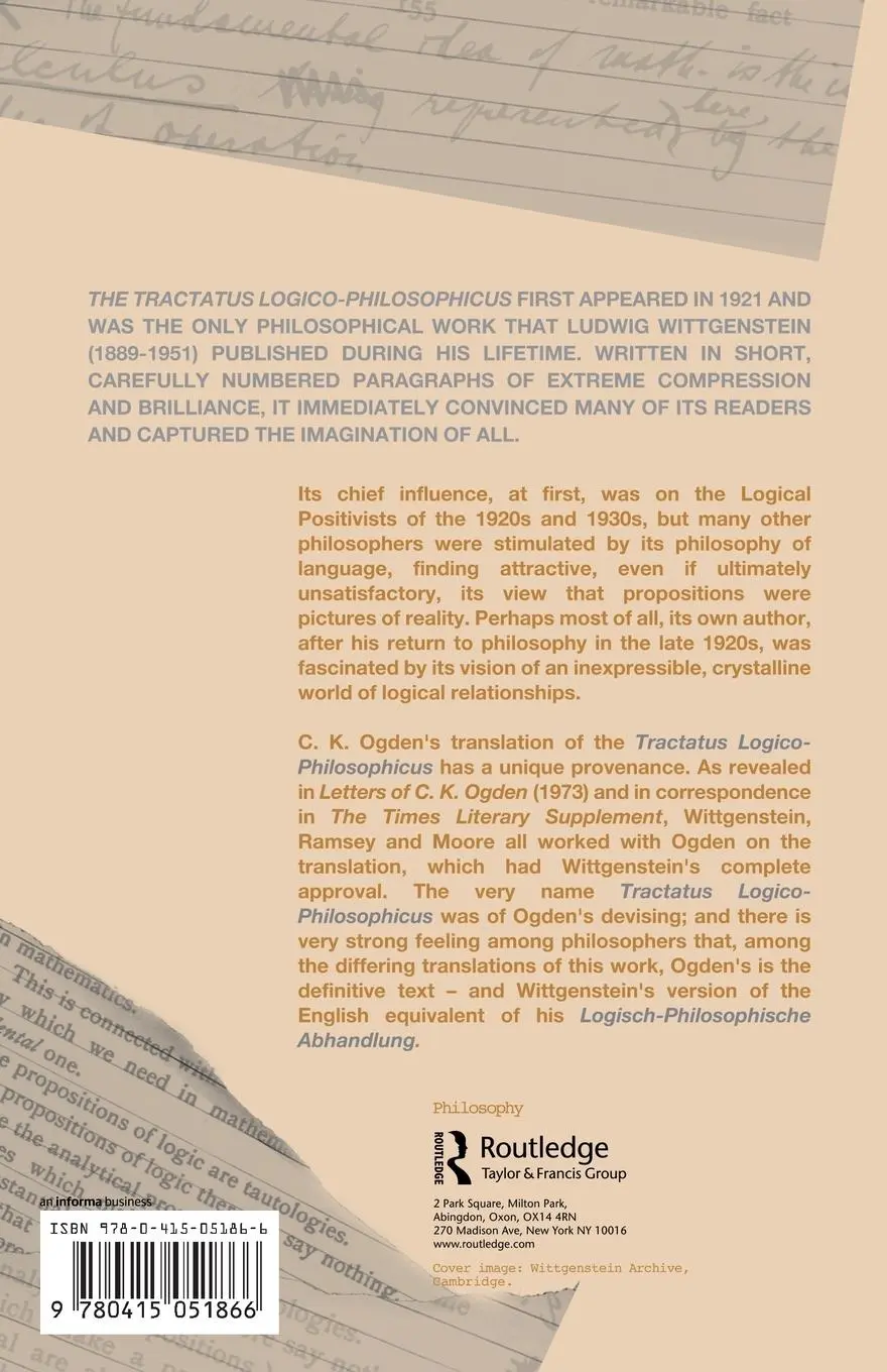 Rückseite: 9780415051866 | Tractatus Logico-Philosophicus | German and English | Wittgenstein