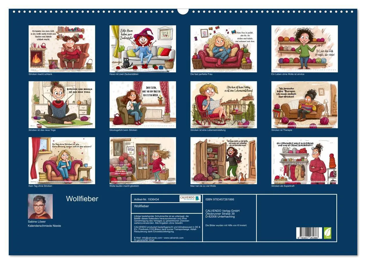 Bild: 9783457261866 | Wollfieber (Wandkalender 2026 DIN A2 quer), CALVENDO Monatskalender