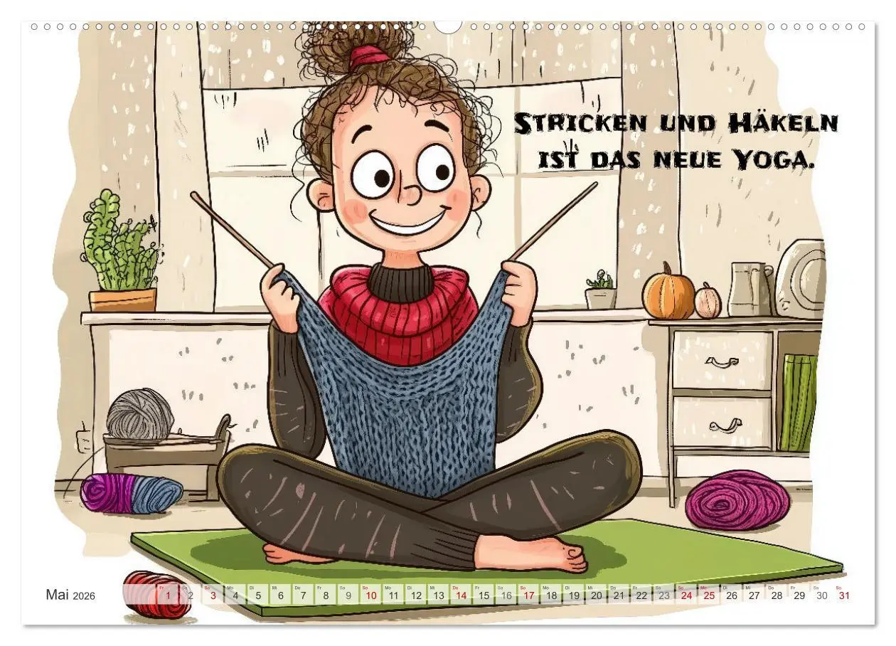 Bild: 9783457261866 | Wollfieber (Wandkalender 2026 DIN A2 quer), CALVENDO Monatskalender
