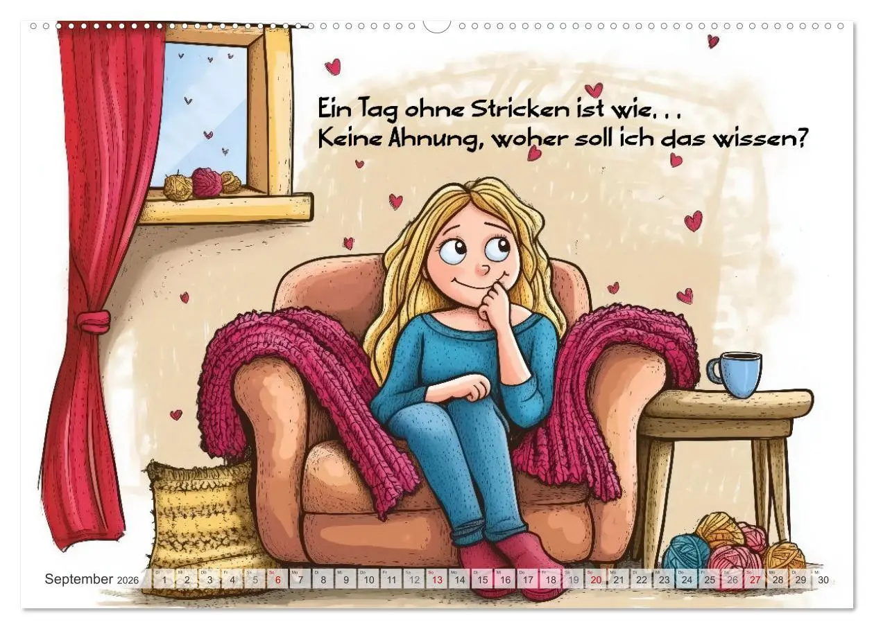 Bild: 9783457261866 | Wollfieber (Wandkalender 2026 DIN A2 quer), CALVENDO Monatskalender