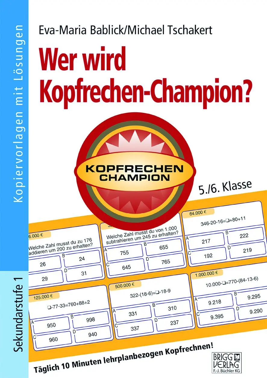 Cover: 9783956601866 | Wer wird Kopfrechen-Champion? 5./6. Klasse | Eva-Maria Bablick (u. a.)