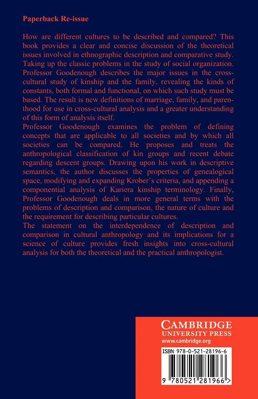 Rückseite: 9780521281966 | Description and Comparison in Cultural Anthropology | Taschenbuch