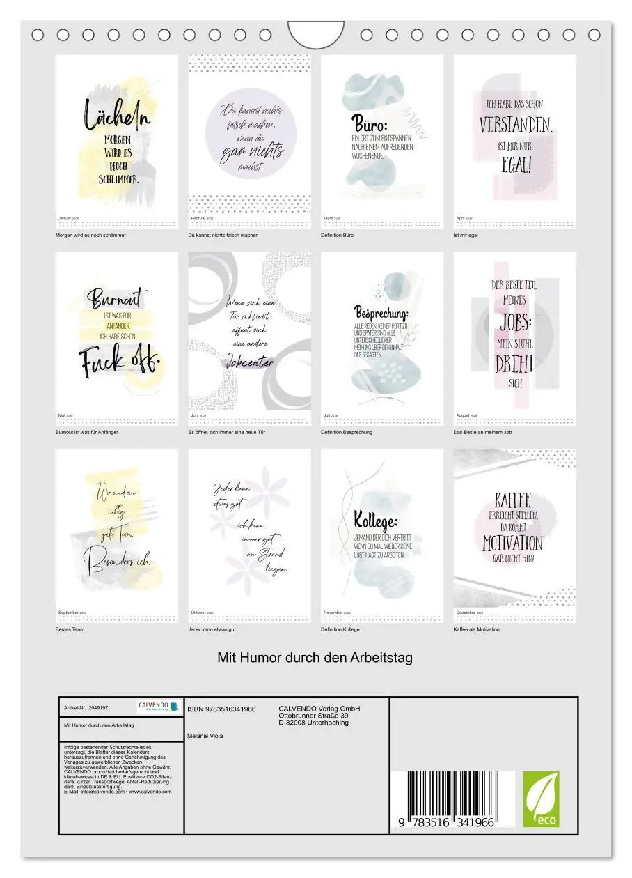 Bild: 9783516341966 | Mit Humor durch den Arbeitstag (Wandkalender 2026 DIN A4 hoch),...