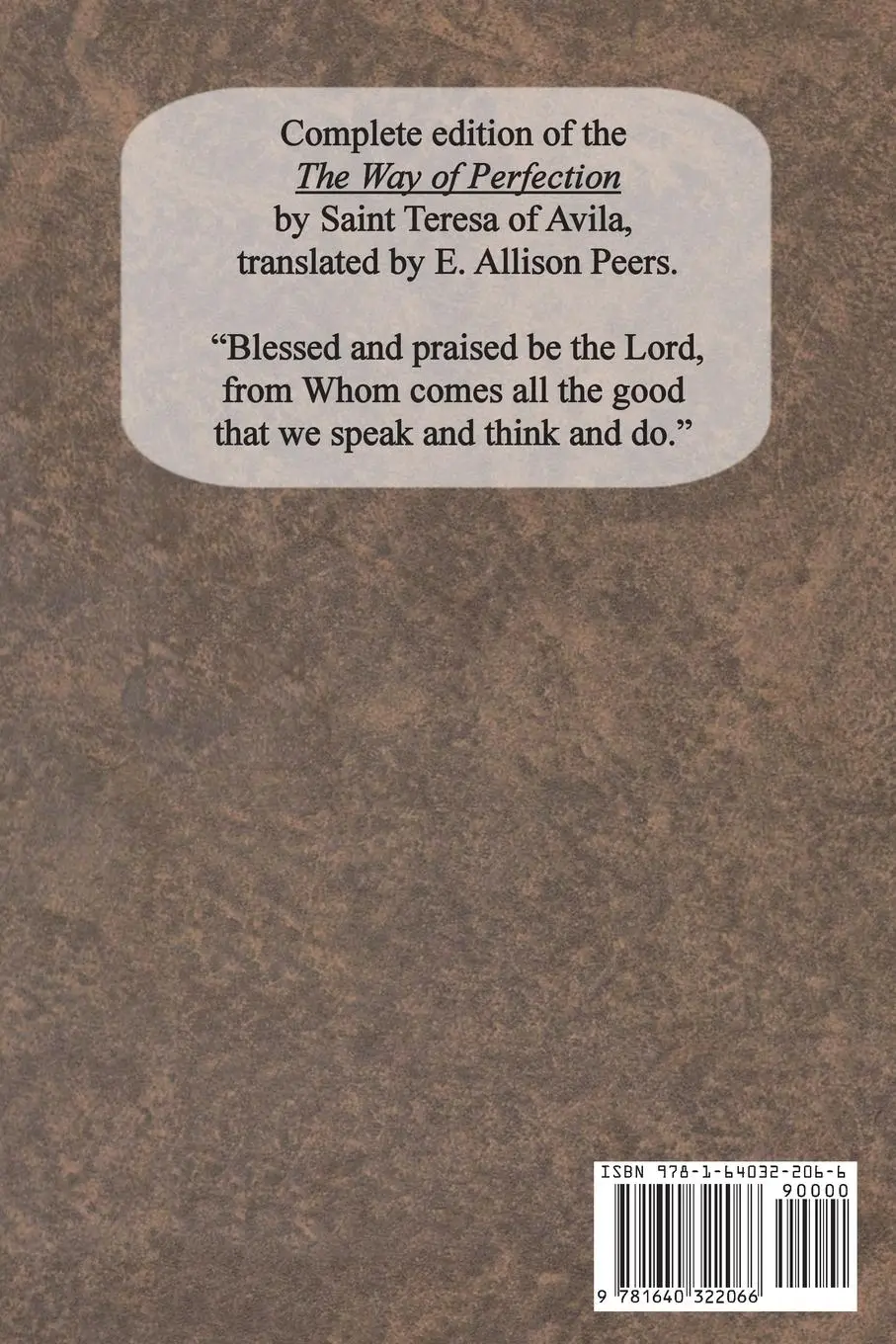 Rückseite: 9781640322066 | The Way of Perfection | St. Teresa of Avila | Taschenbuch | Englisch