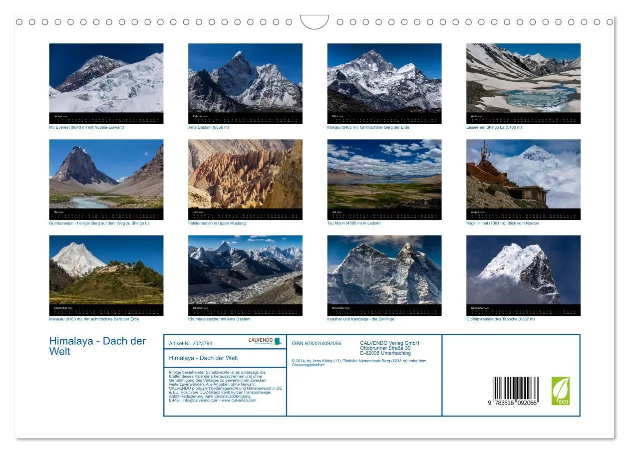 Bild: 9783516092066 | Himalaya - Dach der Welt (Wandkalender 2026 DIN A3 quer), CALVENDO...