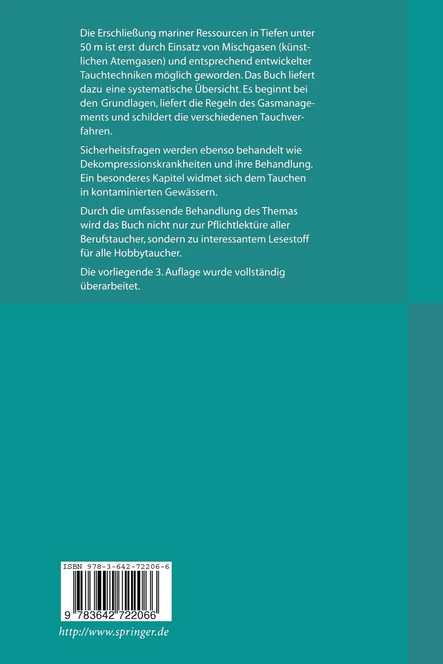 Rückseite: 9783642722066 | Tauchen mit Mischgas | Theorie, Technik, Anwendung | Lettnin | Buch