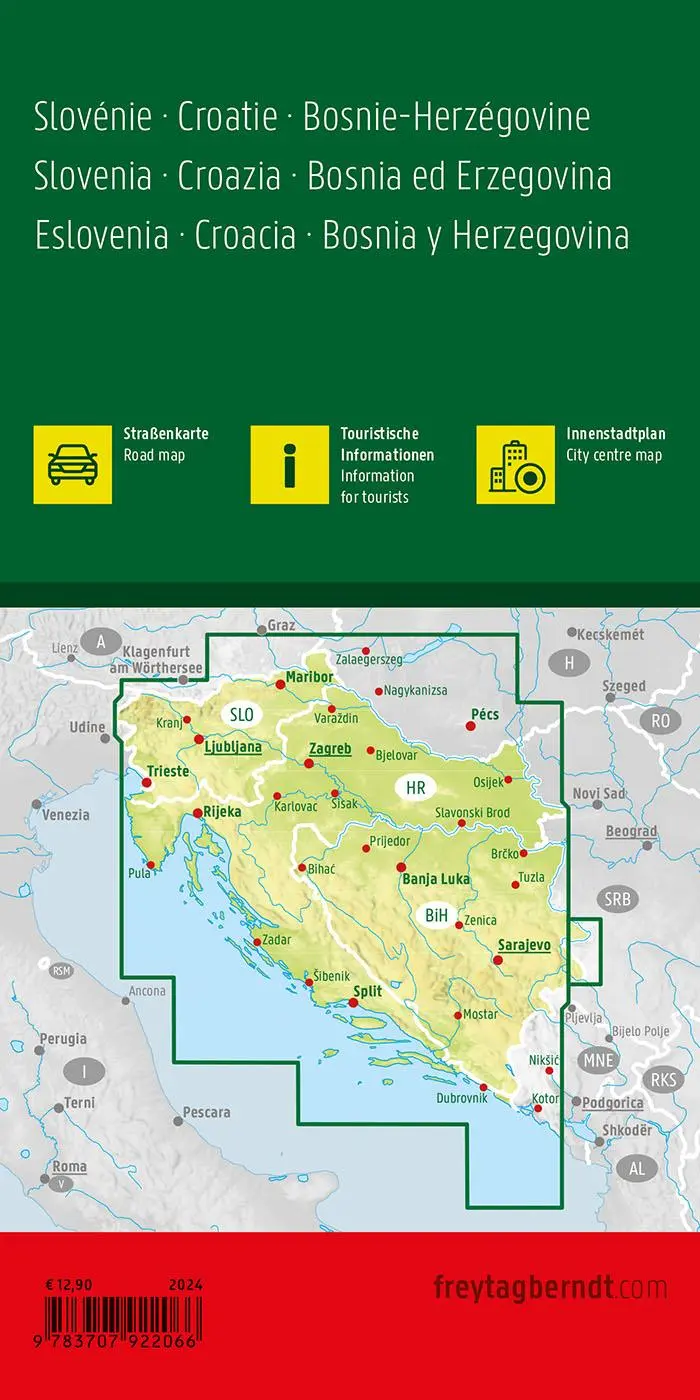 Rückseite: 9783707922066 | Slowenien - Kroatien - Bosnien und Herzegowina, Straßenkarte...