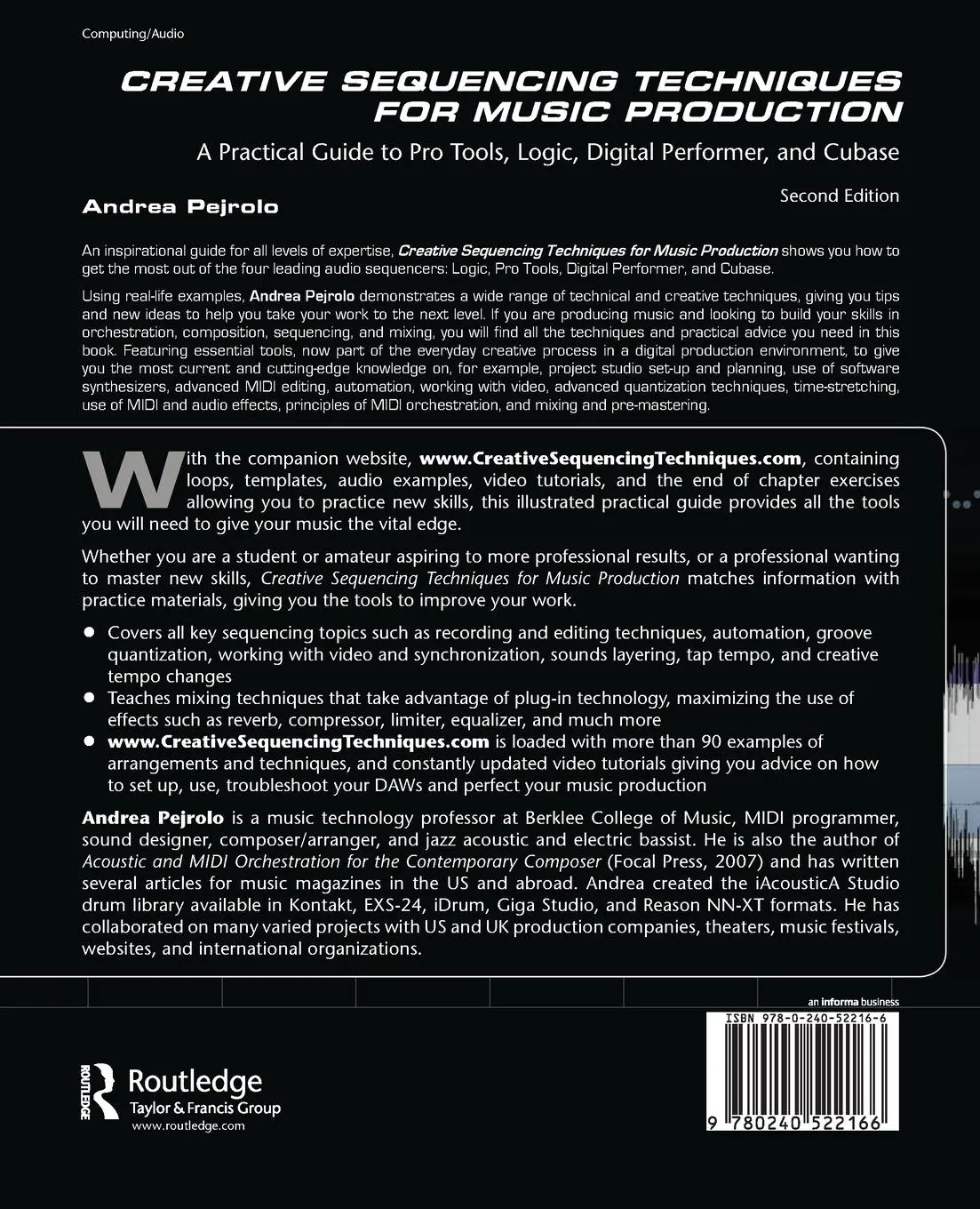 Rückseite: 9780240522166 | Creative Sequencing Techniques for Music Production | Andrea Pejrolo