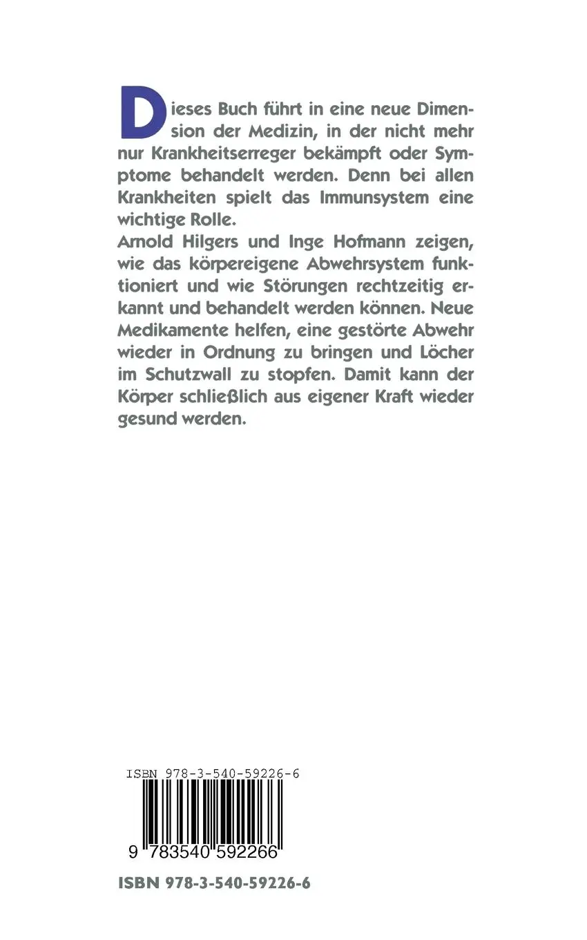 Rückseite: 9783540592266 | Gesund oder krank | Das Immunsystem entscheidet | Inge Hofmann (u. a.)
