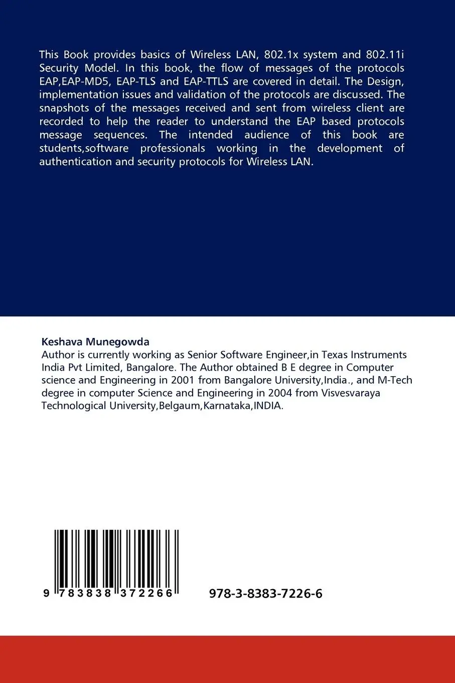 Rückseite: 9783838372266 | Design and Implementation of WLAN Authentication and Security | Buch