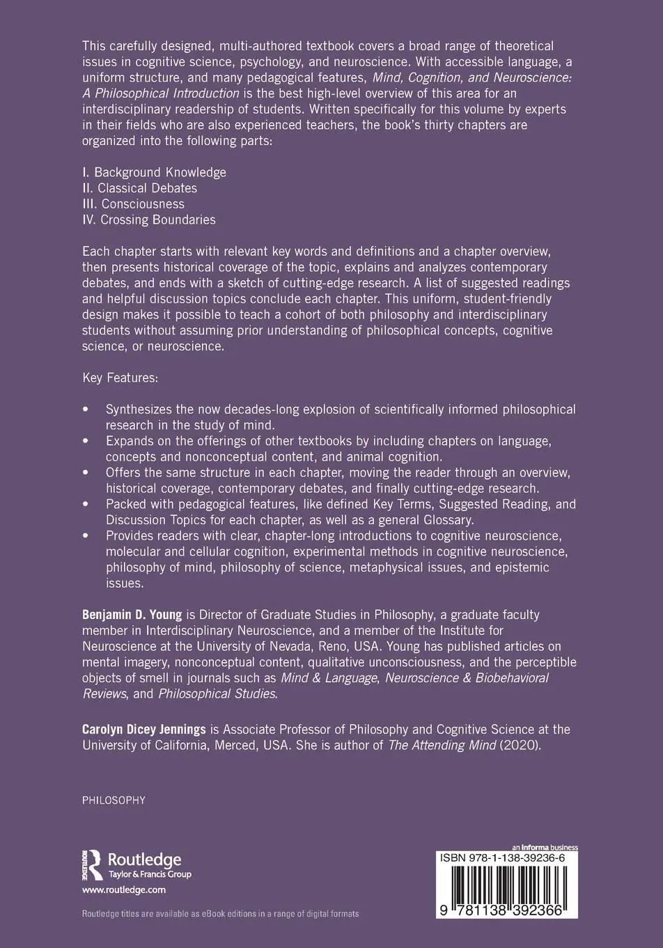 Rückseite: 9781138392366 | Mind, Cognition, and Neuroscience | A Philosophical Introduction