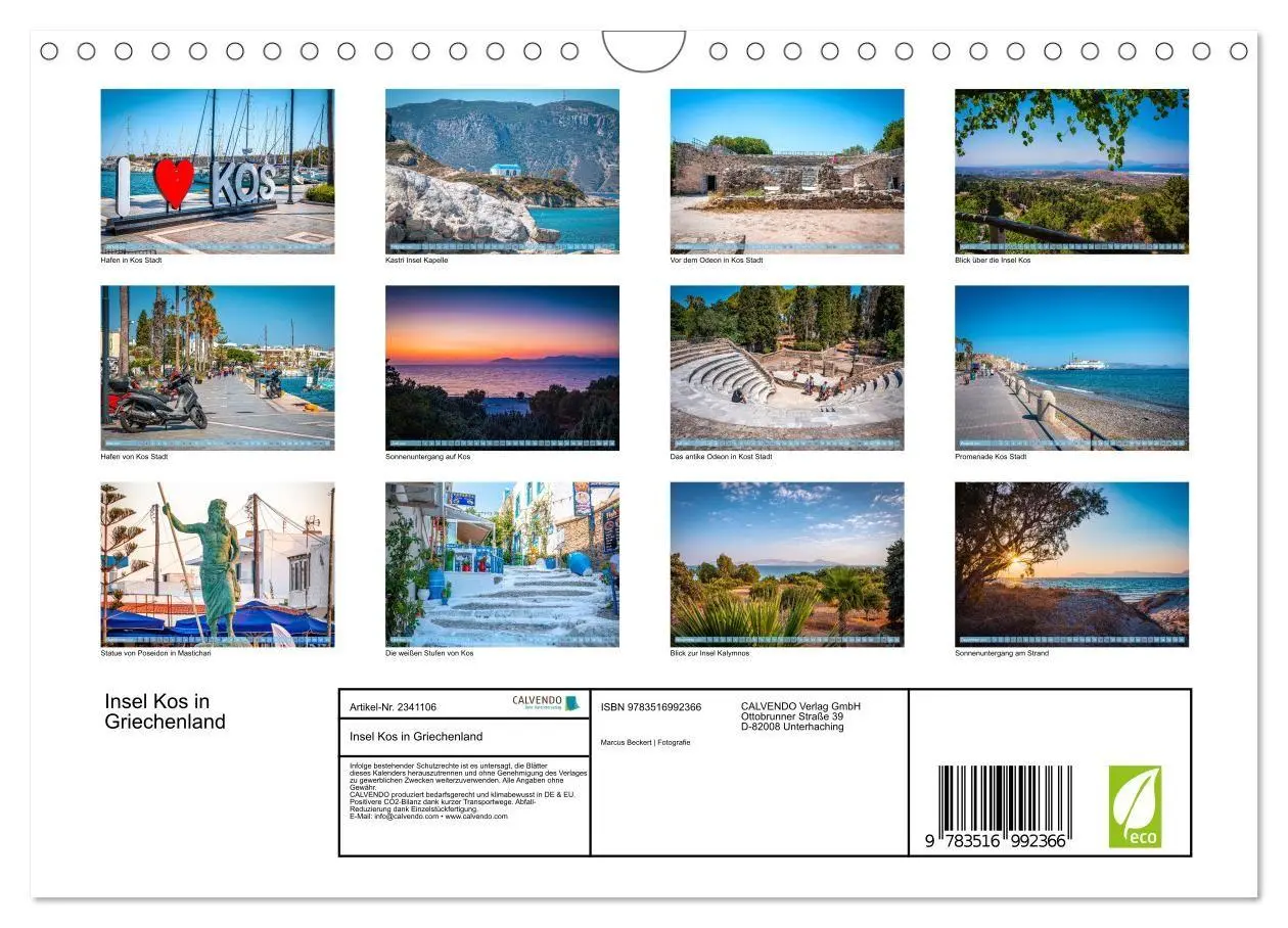 Bild: 9783516992366 | Insel Kos in Griechenland (Wandkalender 2027 DIN A4 quer), CALVENDO...
