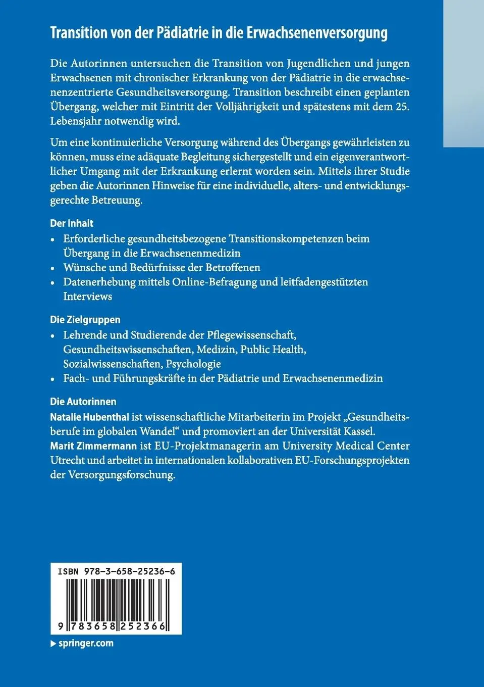 Rückseite: 9783658252366 | Transition von der Pädiatrie in die Erwachsenenversorgung | Buch