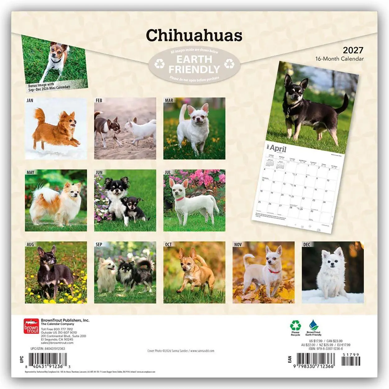 Rückseite: 9798330712366 | Chihuahuas 2027 - 16-Monatskalender | Browntrout Publishers | Kalender