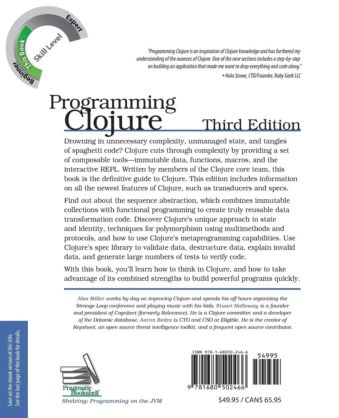 Rückseite: 9781680502466 | Programming Clojure | Alex Miller (u. a.) | Taschenbuch | Englisch