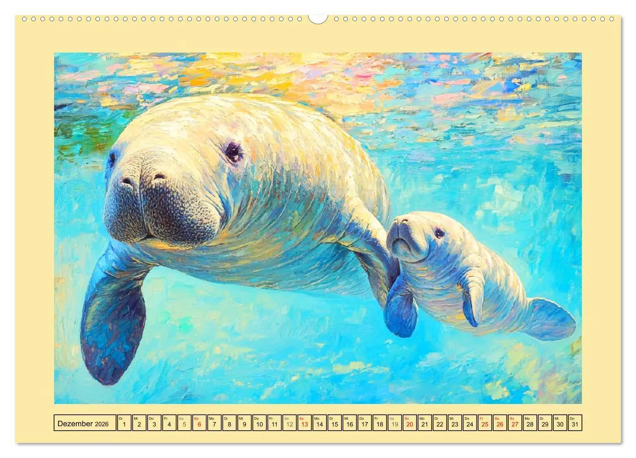 Bild: 9783457342466 | Manatee Paintings. Rundschwanzseekühe im Ölgemälde-Stil...