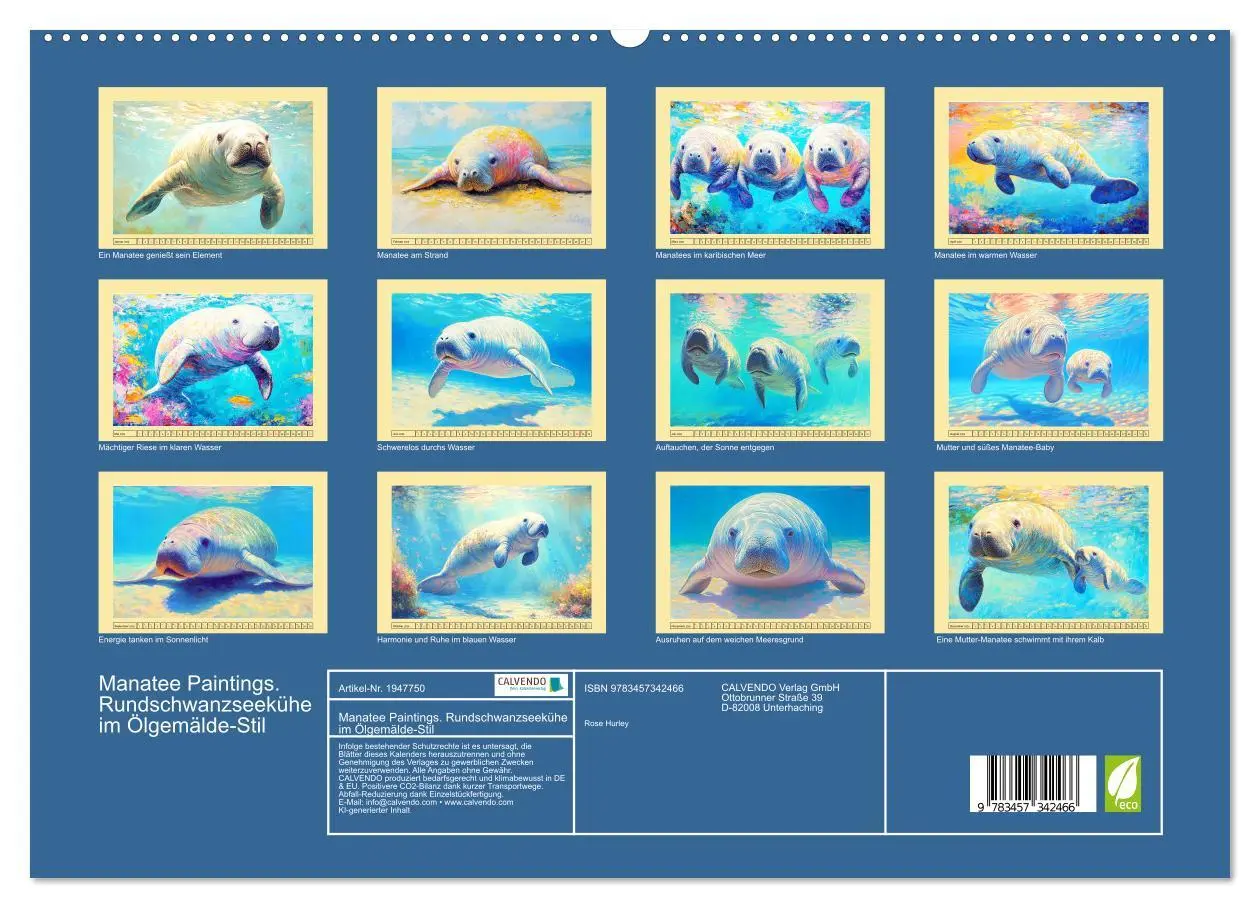 Bild: 9783457342466 | Manatee Paintings. Rundschwanzseekühe im Ölgemälde-Stil...