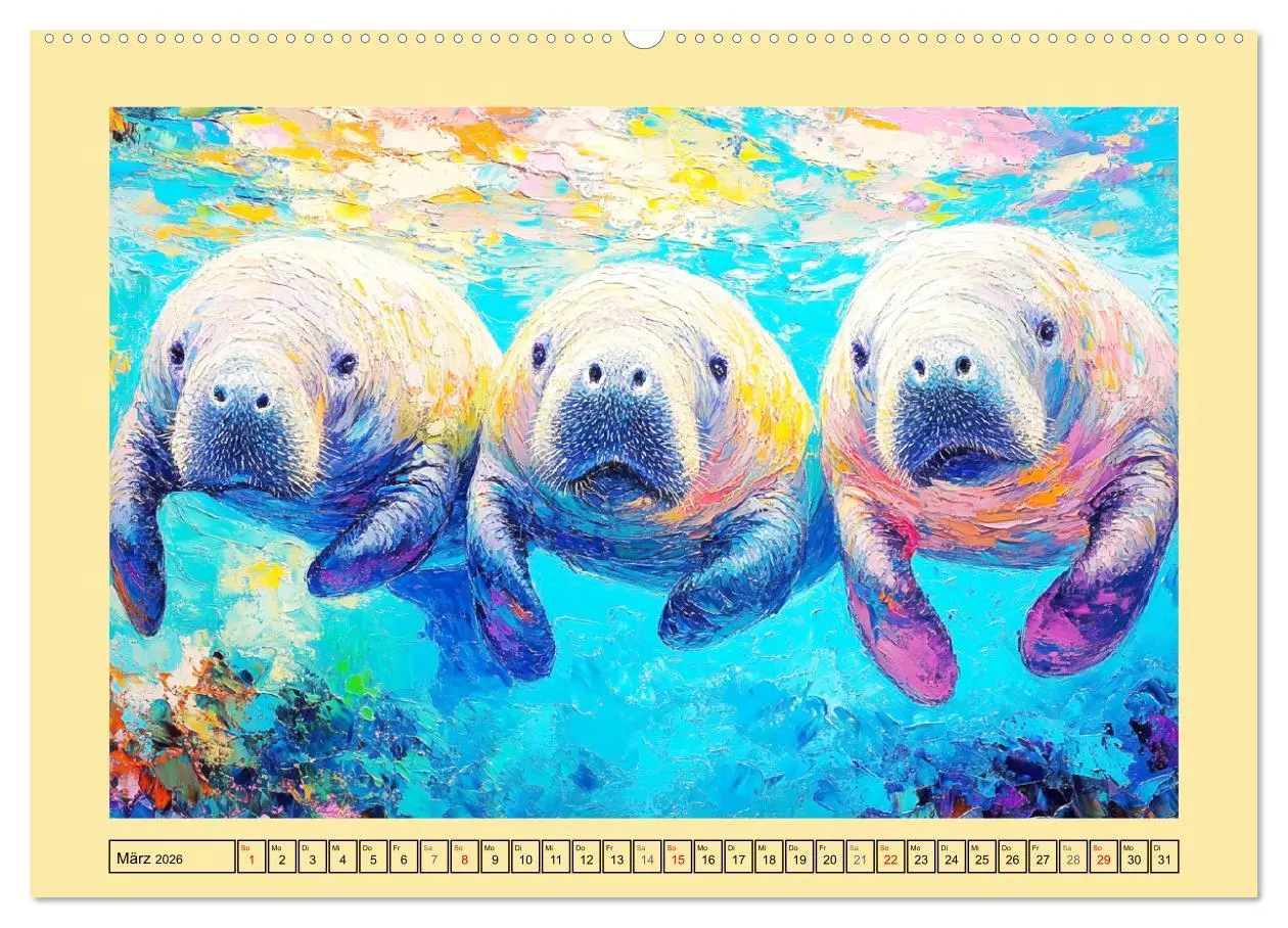 Bild: 9783457342466 | Manatee Paintings. Rundschwanzseekühe im Ölgemälde-Stil...