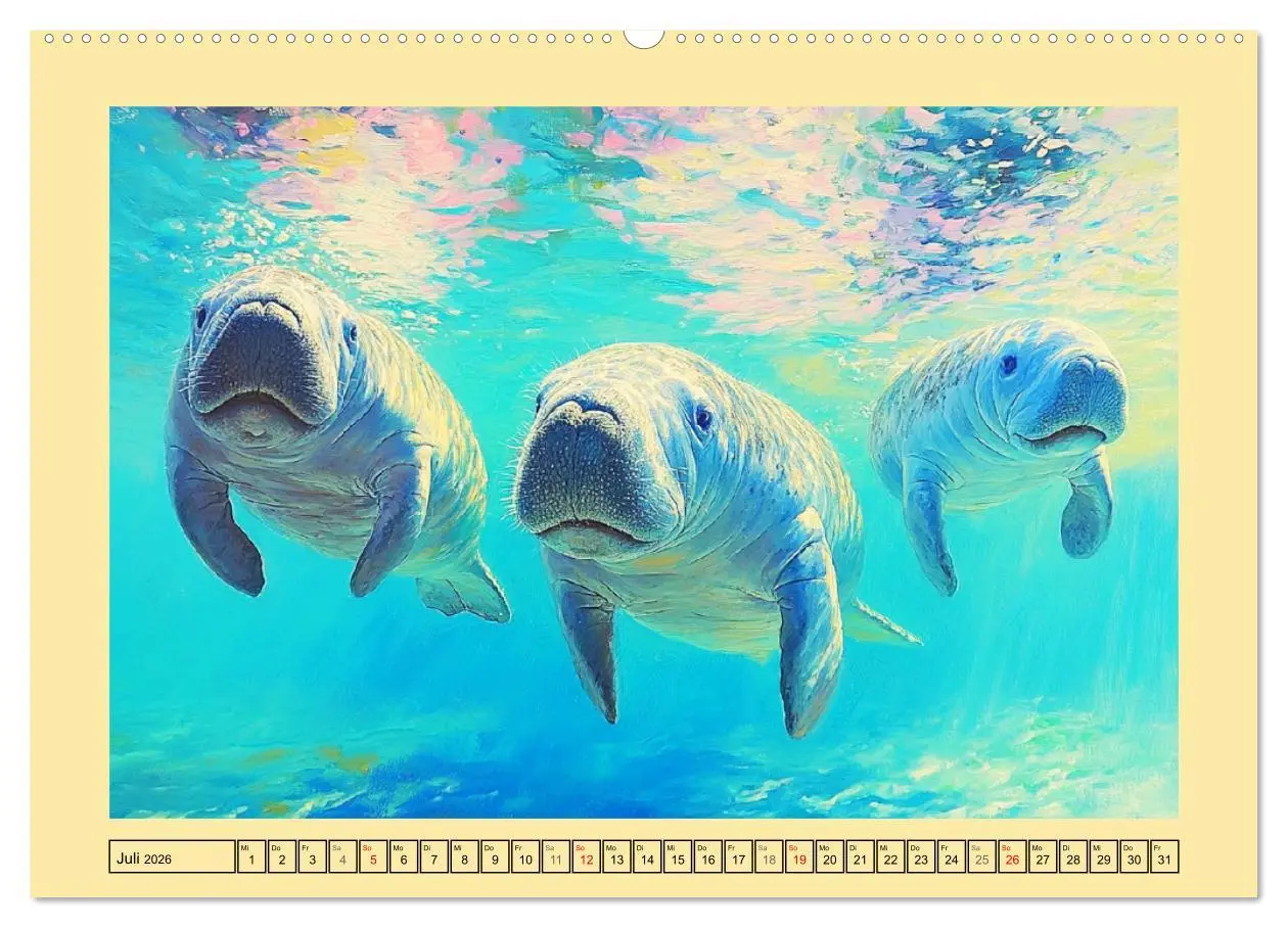 Bild: 9783457342466 | Manatee Paintings. Rundschwanzseekühe im Ölgemälde-Stil...