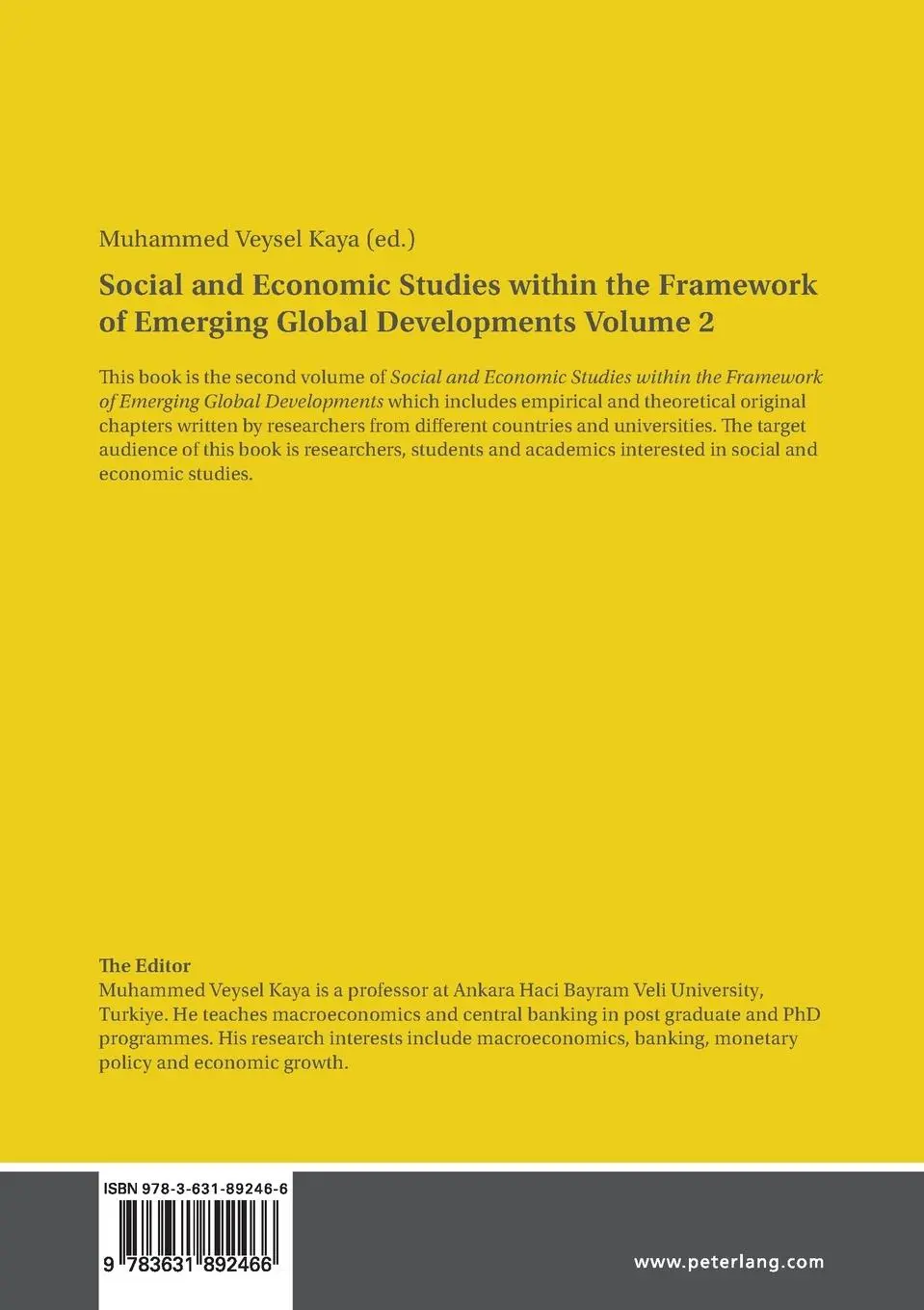 Rückseite: 9783631892466 | Social and Economic Studies within the Framework of Emerging Global...