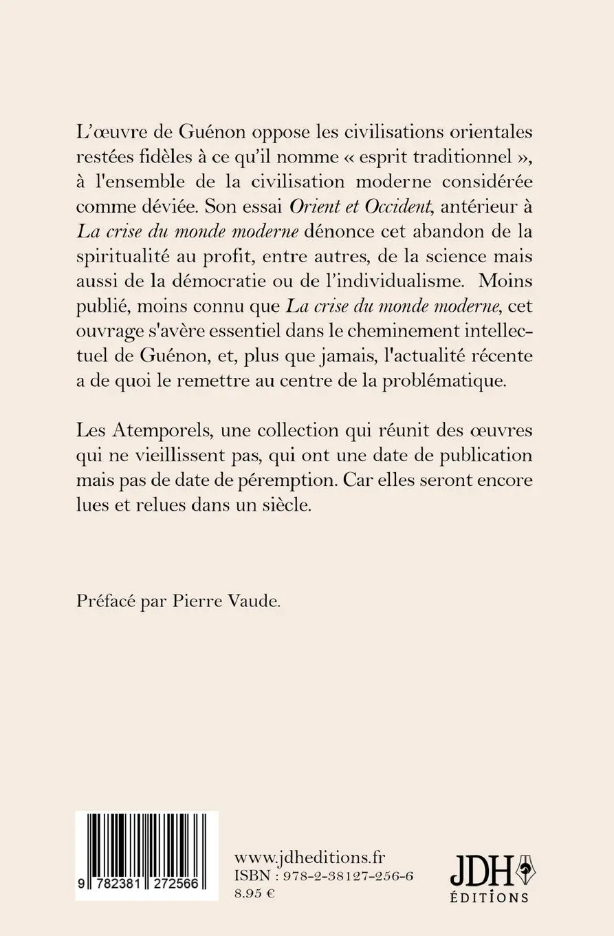 Rückseite: 9782381272566 | Orient et Occident de René Guénon | Pierre Vaude (u. a.) | Taschenbuch