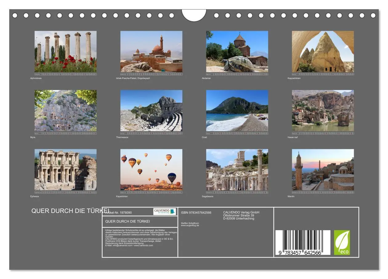 Bild: 9783457642566 | QUER DURCH DIE TÜRKEI (Wandkalender 2026 DIN A4 quer), CALVENDO...