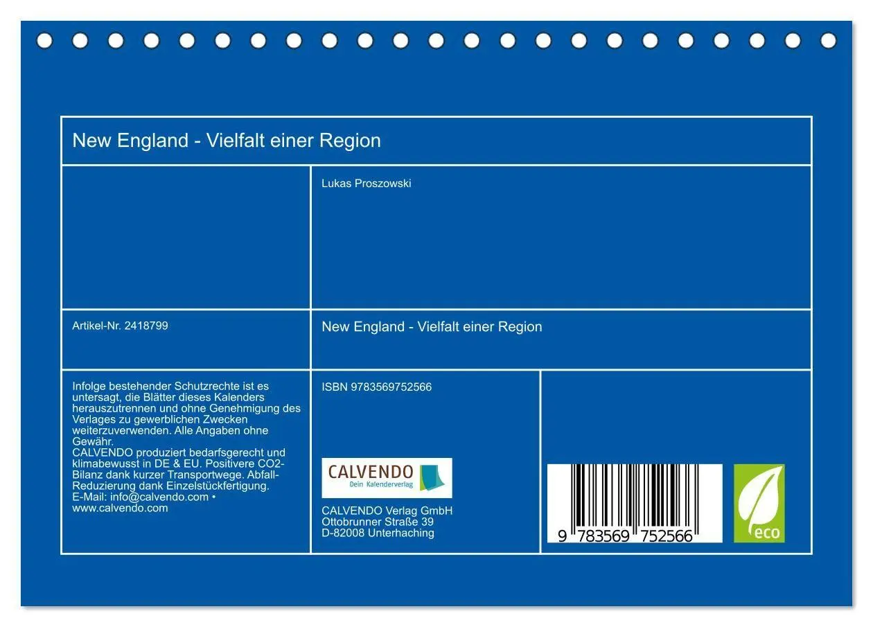 Bild: 9783569752566 | New England - Vielfalt einer Region (Tischkalender 2027 DIN A5...