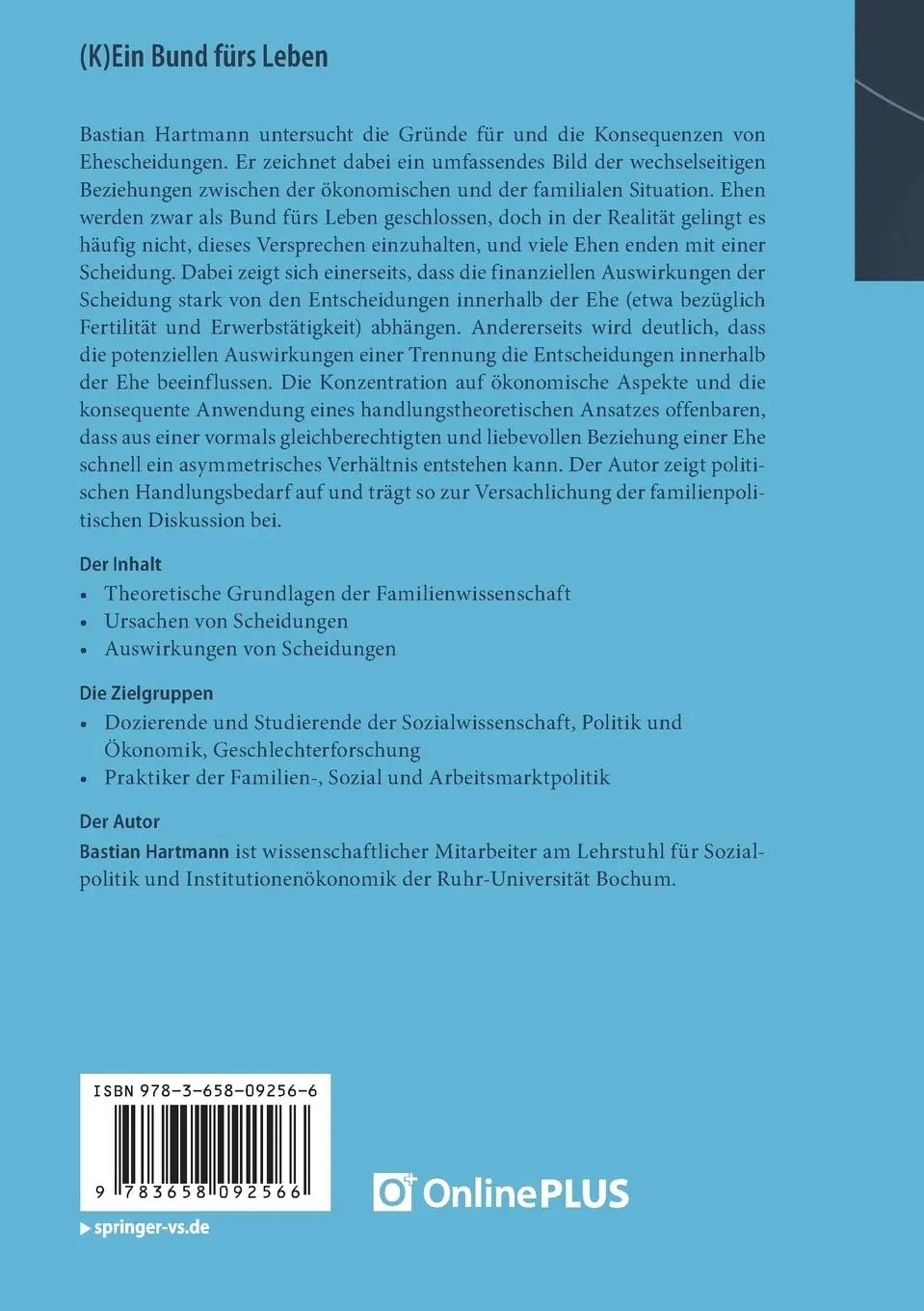 Rückseite: 9783658092566 | (K)Ein Bund fürs Leben | Bastian Hartmann | Taschenbuch | xii | 2015