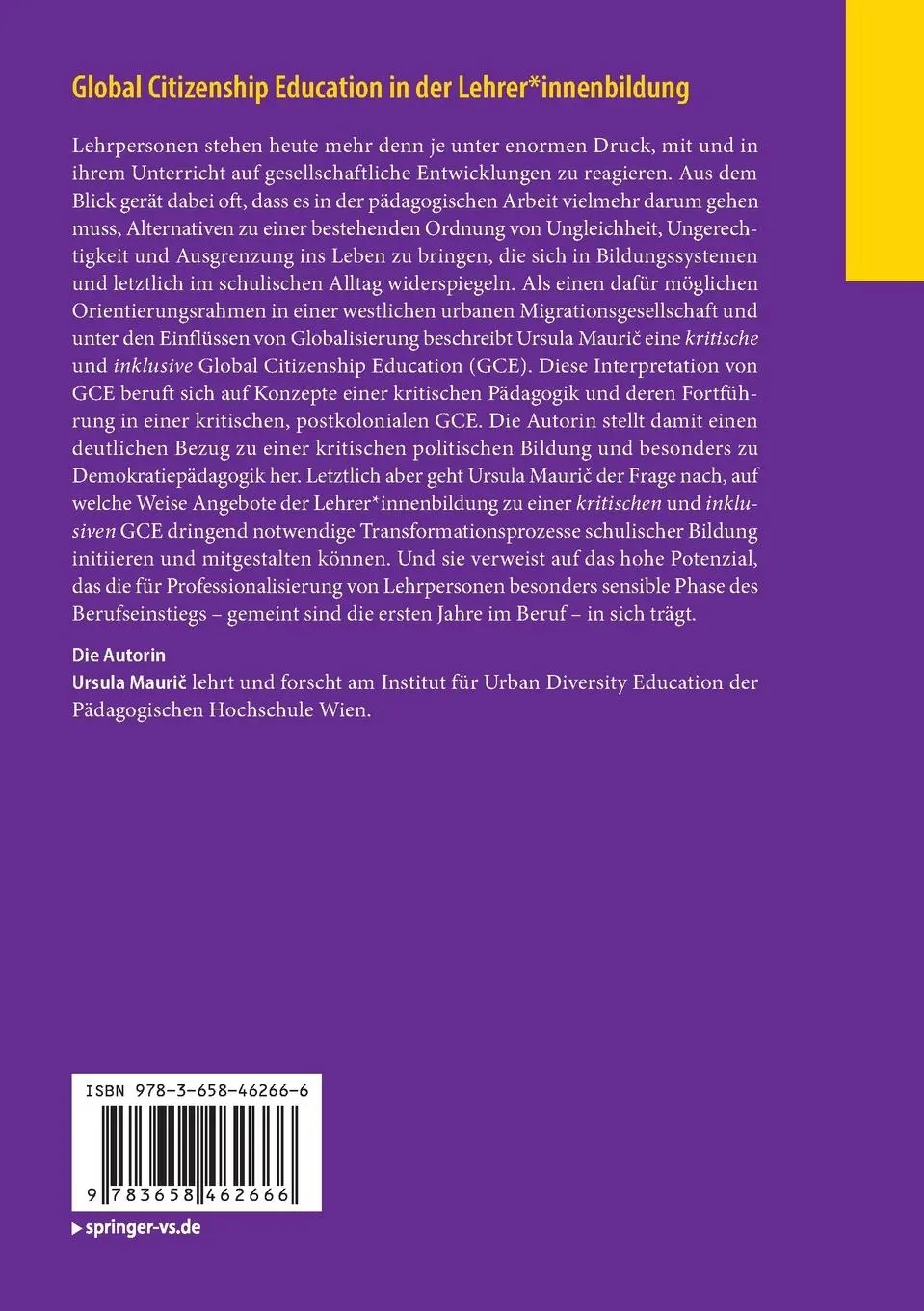 Rückseite: 9783658462666 | Global Citizenship Education in der Lehrer*innenbildung | Mauri¿
