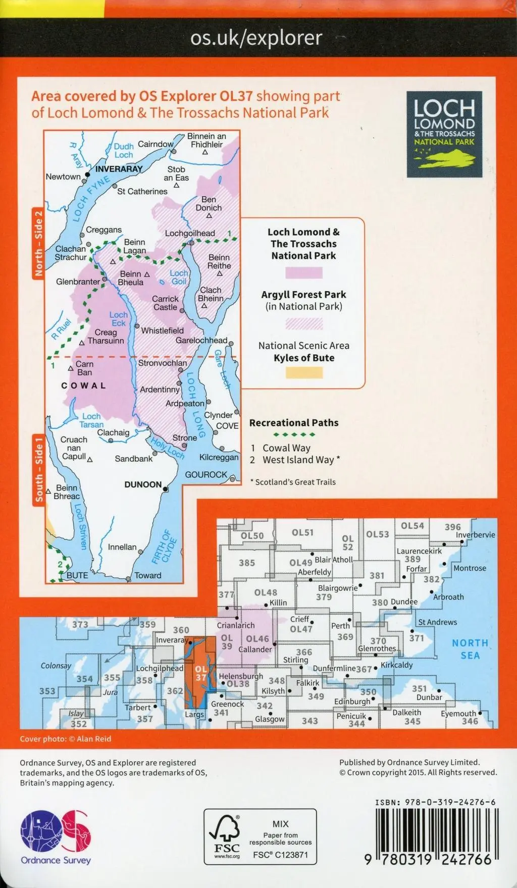 Bild: 9780319242766 | Cowal East, Dunoon &amp; Inverary | Ordnance Survey | (Land-)Karte | 2015