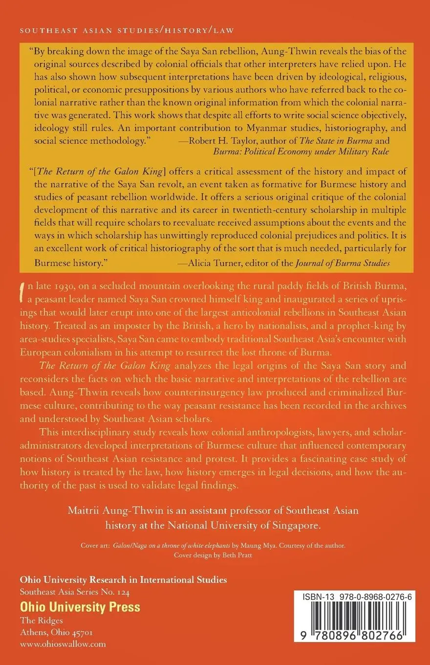 Rückseite: 9780896802766 | The Return of the Galon King | Maitrii Aung-Thwin | Taschenbuch | 2010