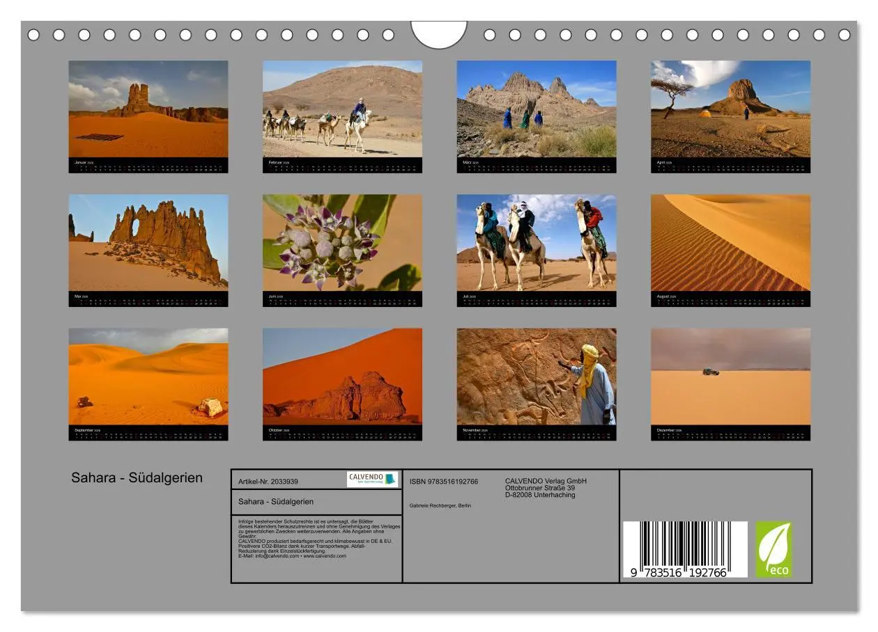 Bild: 9783516192766 | Sahara - Südalgerien (Wandkalender 2026 DIN A4 quer), CALVENDO...