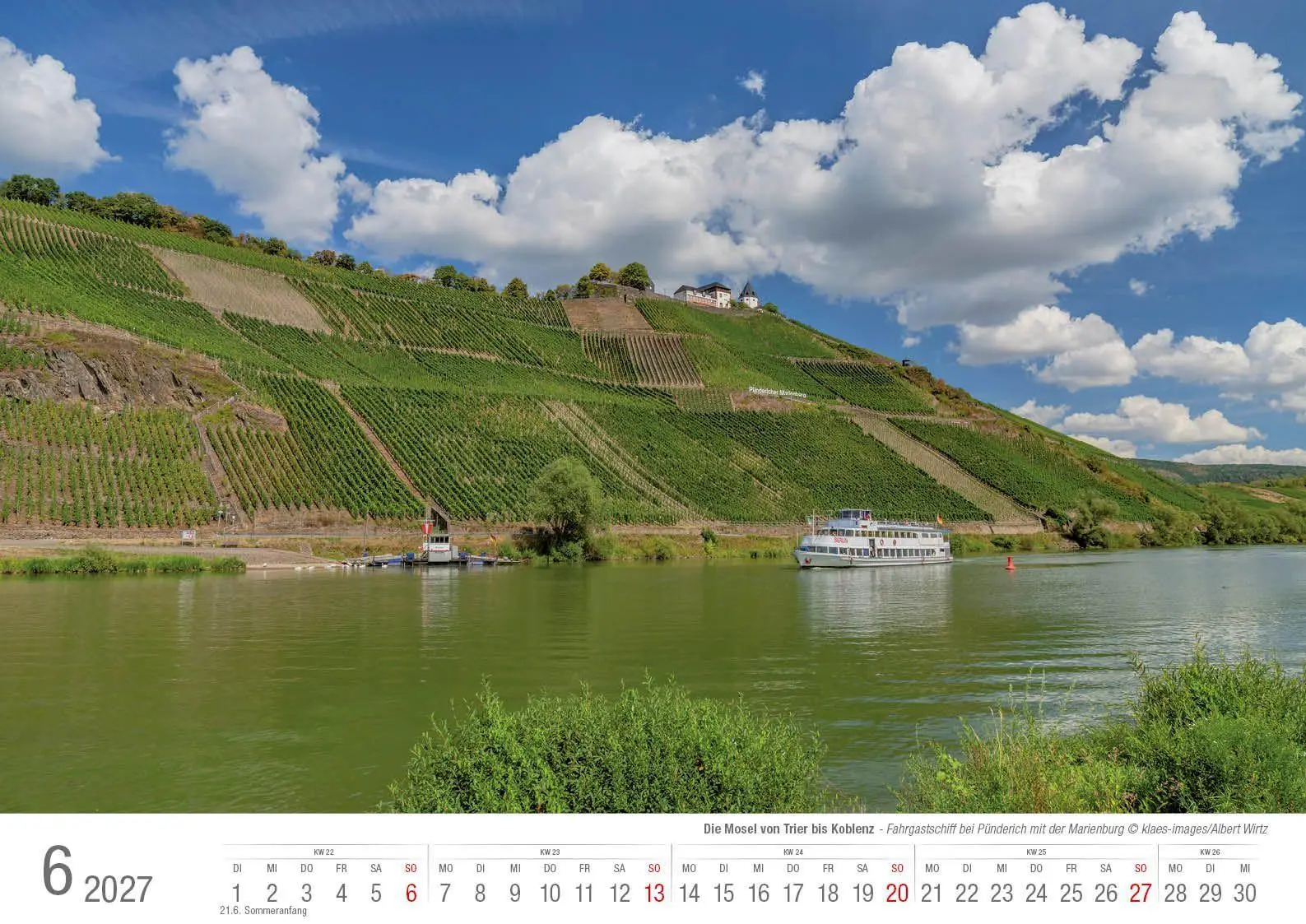 Bild: 9783965352766 | Die Mosel von Trier bis Koblenz 2026 Bildkalender A3 Spiralbindung