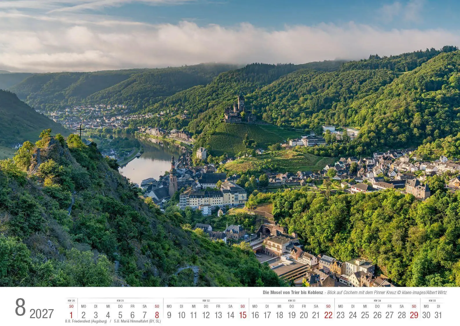 Bild: 9783965352766 | Die Mosel von Trier bis Koblenz 2026 Bildkalender A3 Spiralbindung