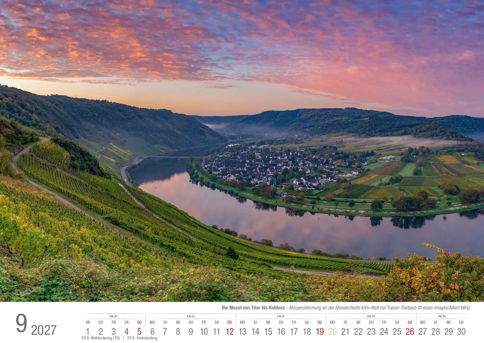 Bild: 9783965352766 | Die Mosel von Trier bis Koblenz 2026 Bildkalender A3 Spiralbindung