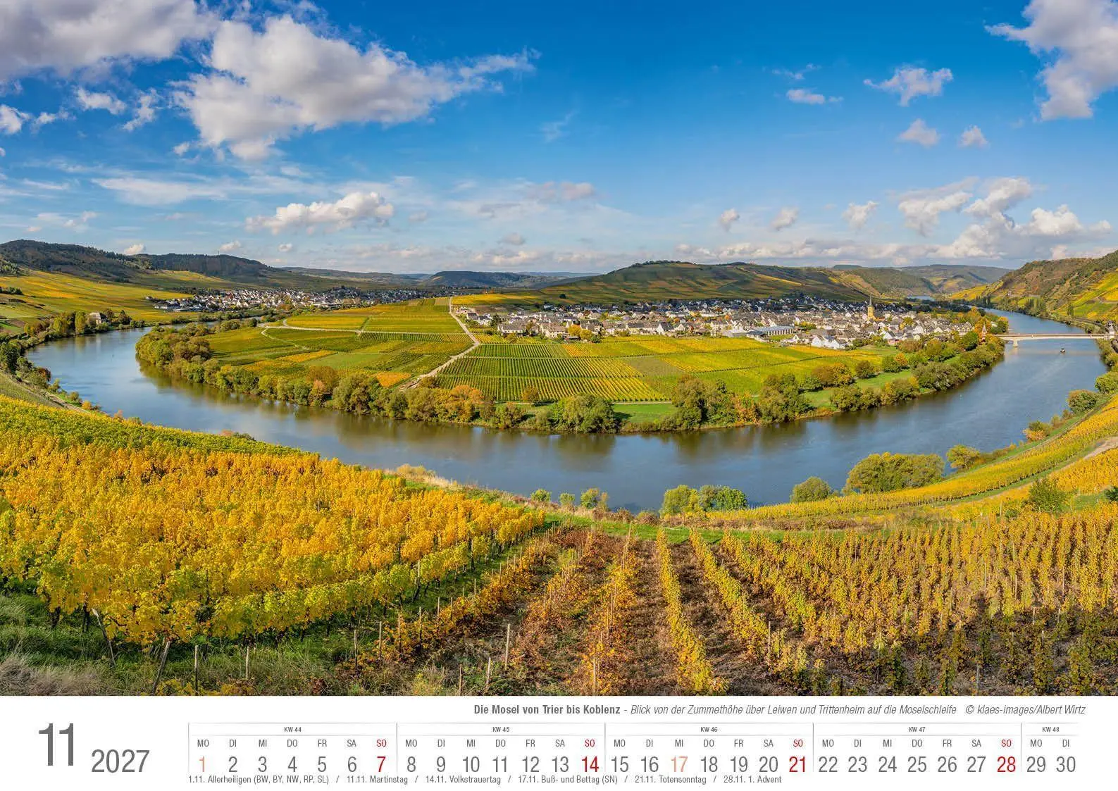 Bild: 9783965352766 | Die Mosel von Trier bis Koblenz 2026 Bildkalender A3 Spiralbindung