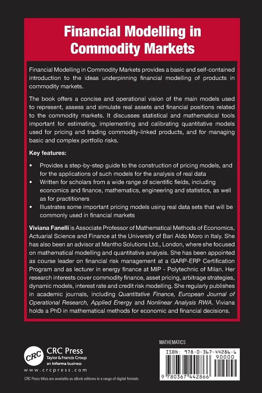 Rückseite: 9780367442866 | Financial Modelling in Commodity Markets | Viviana Fanelli | Buch
