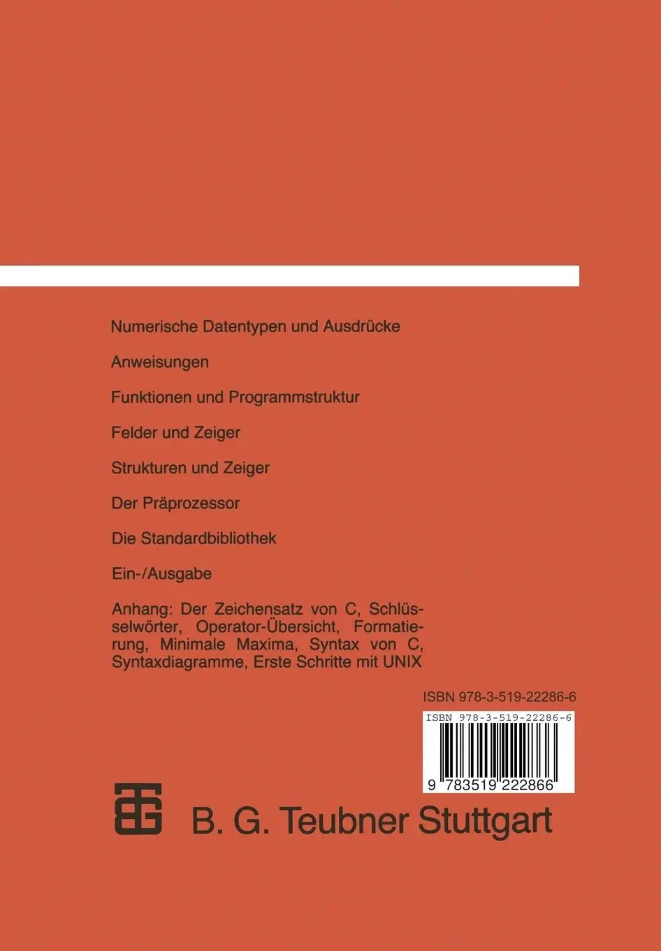 Rückseite: 9783519222866 | Programmieren mit C | Ansi Standard | Augustin Paulik (u. a.) | Buch
